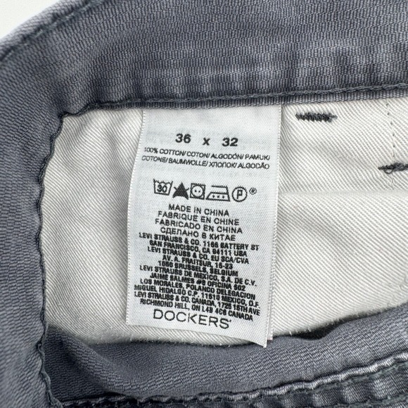 Classic DOCKERS D2 Straight Mens Grandpa Core Gray Cotton Pants Size 36x32 - Picture 6 of 9